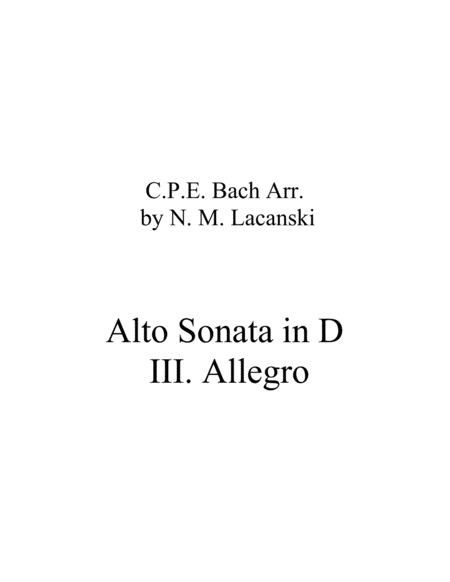 Free Sheet Music Alto Sonata In D Iii Allegro