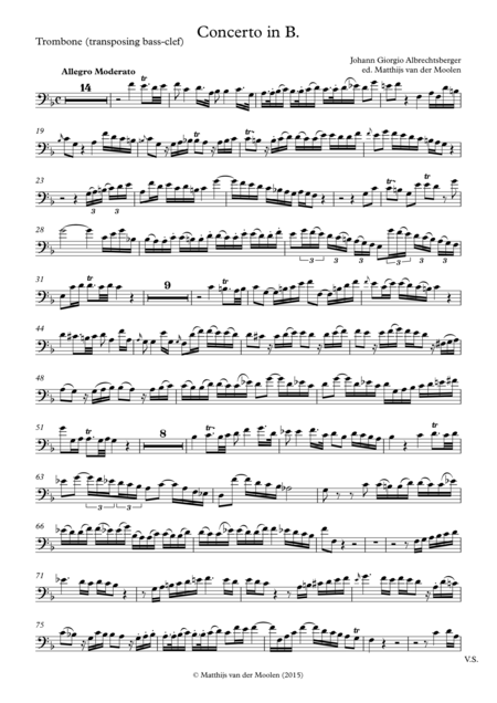 Alto Trombone Concerto In B Solo Part In Transposing Bass Clef Sheet Music