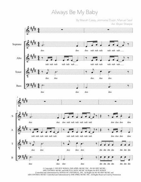 Always Be My Baby Satb A Cappella Sheet Music