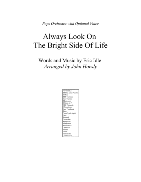 Free Sheet Music Always Look On The Bright Side Of Life Pops Orchestra