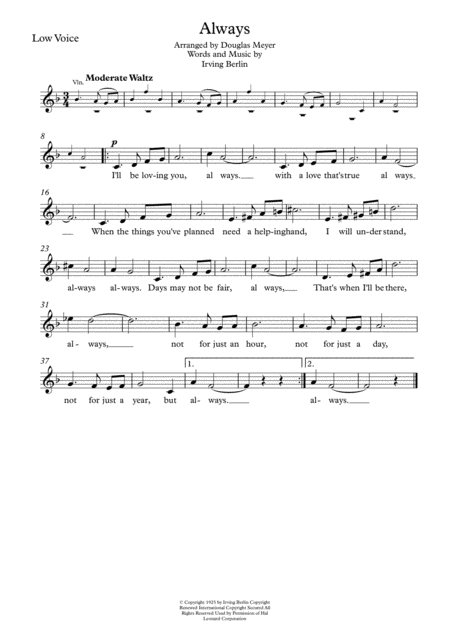 Always Low Voice And String Quartet Sheet Music