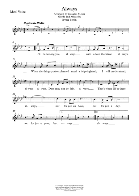 Always Medium Voice And String Quartet Sheet Music