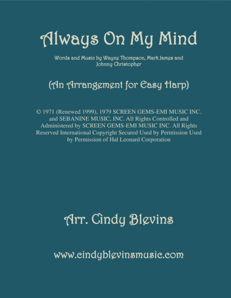 Always On My Mind An Easy Harp Arrangement Sheet Music