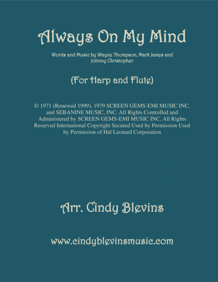 Always On My Mind Arranged For Harp And Flute Sheet Music