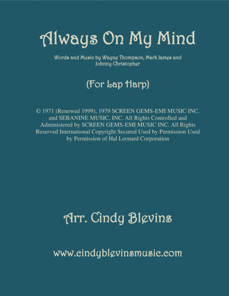 Always On My Mind Arranged For Lap Harp Sheet Music