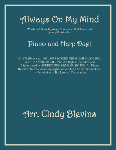 Always On My Mind Piano And Harp Duet Sheet Music
