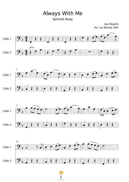 Free Sheet Music Always With Me From Spirited Away For Cello Duets