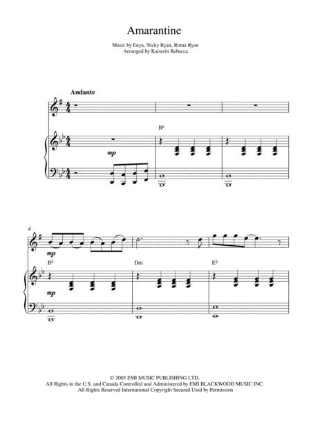 Free Sheet Music Amarantine Alto Saxophone Solo And Piano Accompaniment With Chords