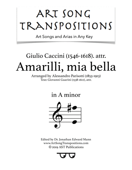 Amarilli Mia Bella A Minor Sheet Music