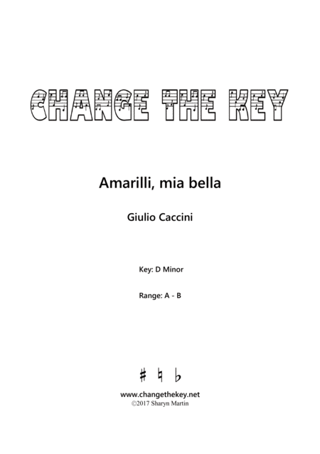 Amarilli Mia Bella D Minor Sheet Music