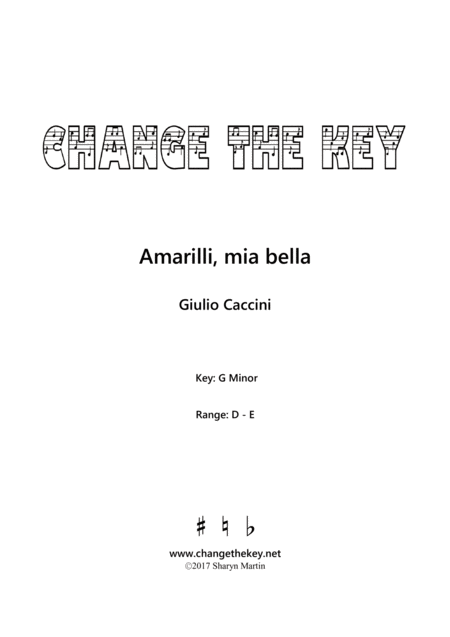 Free Sheet Music Amarilli Mia Bella G Minor