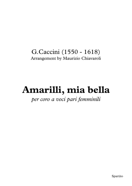 Amarilli Mia Bella Sheet Music