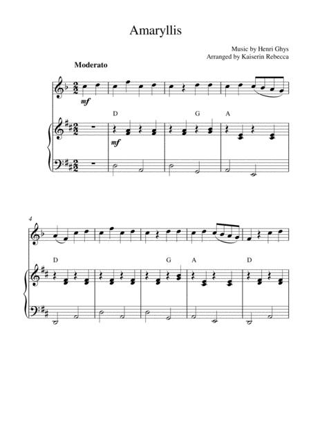 Amaryllis Clarinet In A Solo And Piano Accompaniment Sheet Music