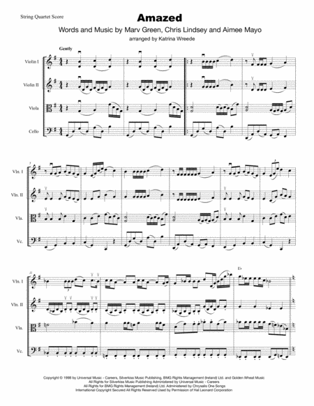 Amazed For String Quartet Sheet Music