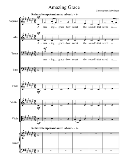 Amazing Grace 2 Of 5 In My Suite Of Hymns Sheet Music