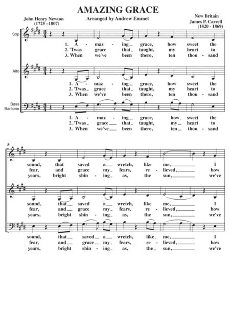 Amazing Grace A Cappella Sab Sheet Music