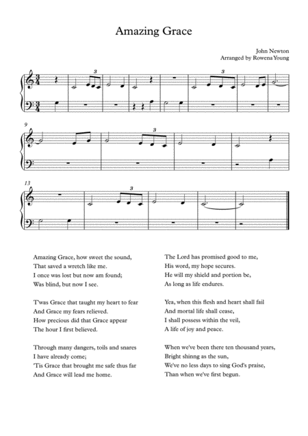 Amazing Grace Absolute Beginner Sheet Music