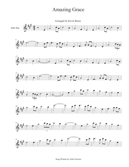 Amazing Grace Alto Sax Sheet Music