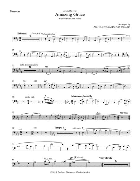 Amazing Grace Bassoon Solo And Piano Bassoon Part Sheet Music