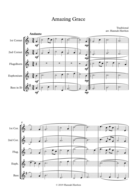 Amazing Grace Brass Quintet Sheet Music