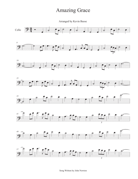 Amazing Grace Cello Sheet Music