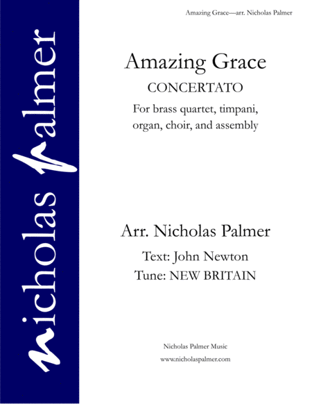 Amazing Grace Concertato For Brass Organ And Choir Sheet Music