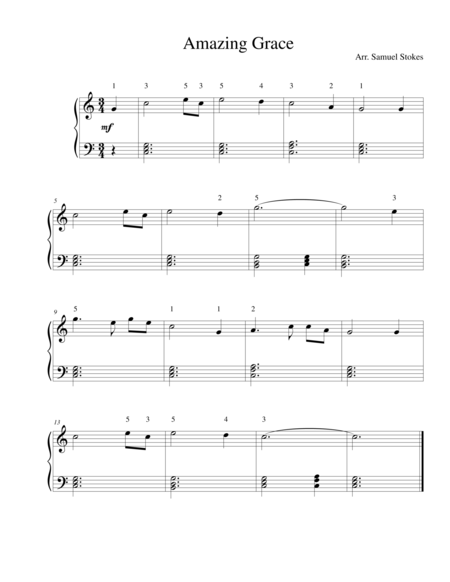 Amazing Grace Easy Piano Sheet Music