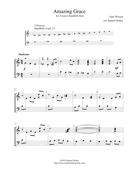 Amazing Grace For 2 Octave Handbell Choir Sheet Music