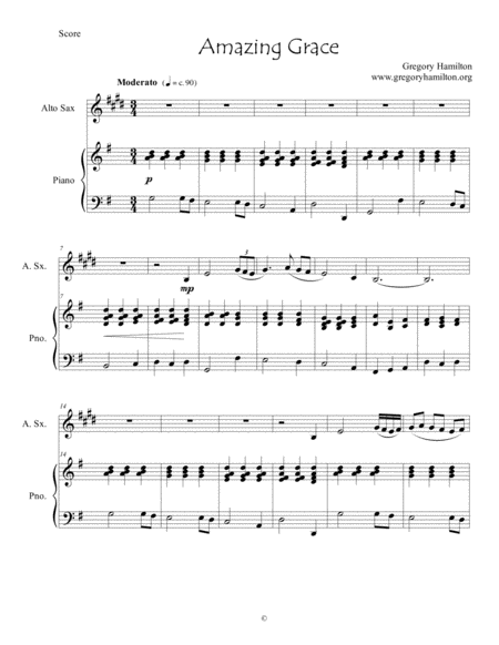 Amazing Grace For Alto Sax And Piano Sheet Music