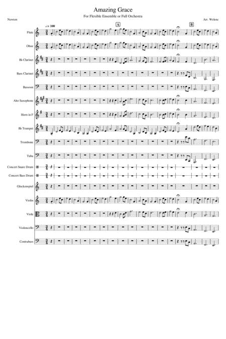 Free Sheet Music Amazing Grace For Flex Ensemble Or Full Orchestra