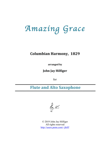 Amazing Grace For Flute And Alto Saxophone Sheet Music