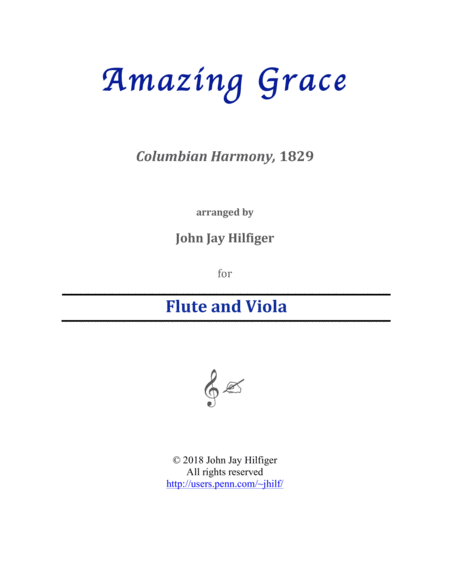 Free Sheet Music Amazing Grace For Flute And Viola