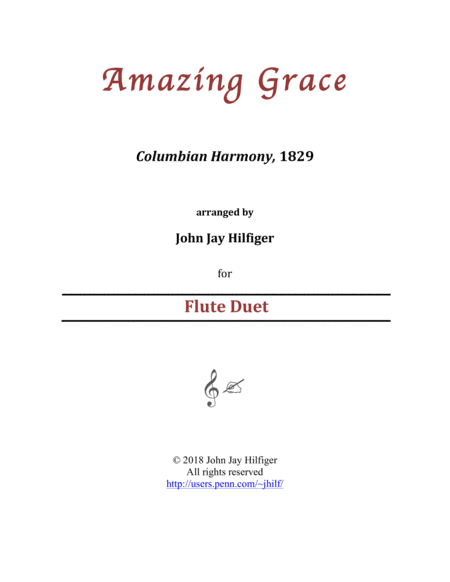 Amazing Grace For Flute Duet Sheet Music