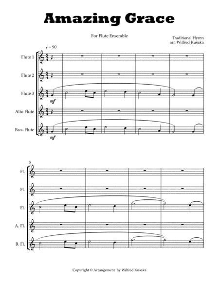 Amazing Grace For Flute Ensemble Sheet Music