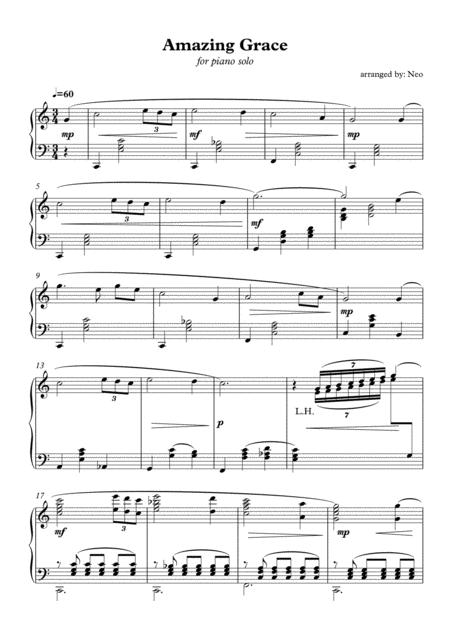 Free Sheet Music Amazing Grace For Piano Solo Intermediate Level