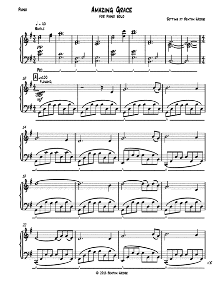 Free Sheet Music Amazing Grace For Solo Piano