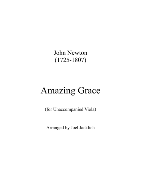 Free Sheet Music Amazing Grace For Unaccompanied Viola