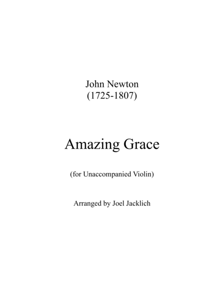 Amazing Grace For Unaccompanied Violin Sheet Music