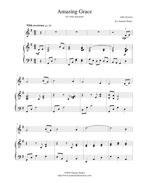 Free Sheet Music Amazing Grace For Violin And Piano