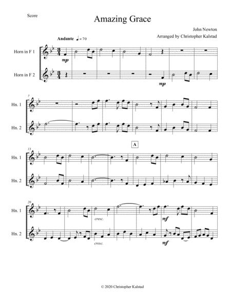 Amazing Grace Horn Duet Sheet Music