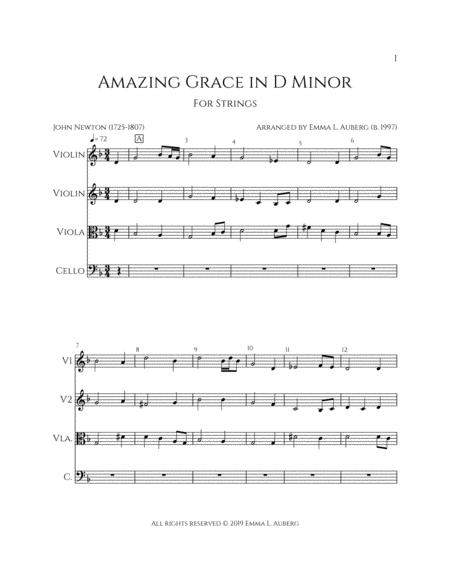 Amazing Grace In D Minor Sheet Music