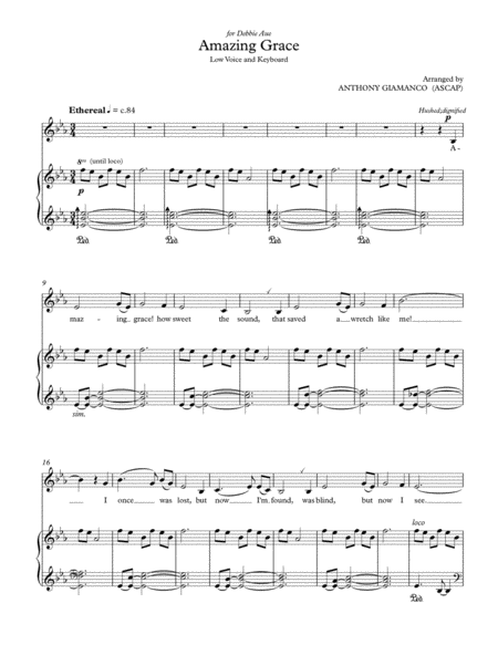 Amazing Grace Low Voice And Piano Sheet Music