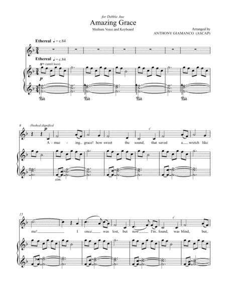 Amazing Grace Medium Voice And Piano Sheet Music