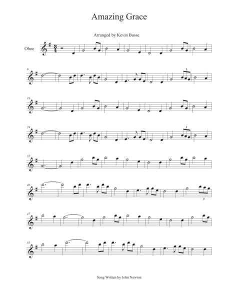 Free Sheet Music Amazing Grace Oboe