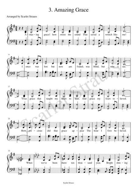 Free Sheet Music Amazing Grace Piano And Vocal