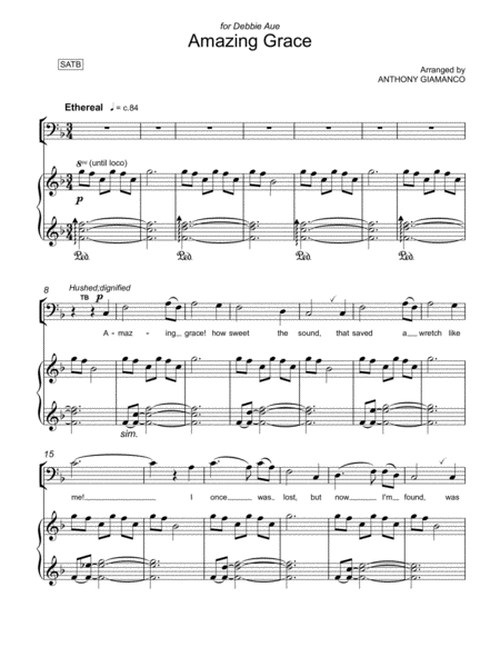 Amazing Grace Satb Piano Sheet Music