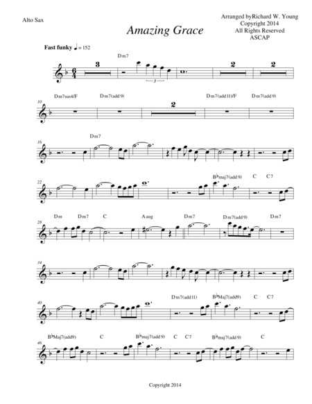 Amazing Grace Smooth Jazz Alto Sax Sheet Music