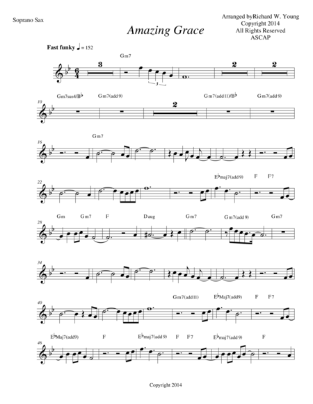 Free Sheet Music Amazing Grace Smooth Jazz Soprano Sax