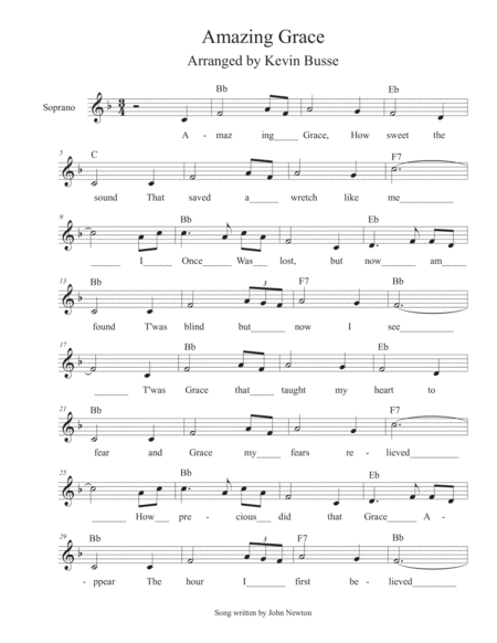 Amazing Grace Soprano Voice Sheet Music