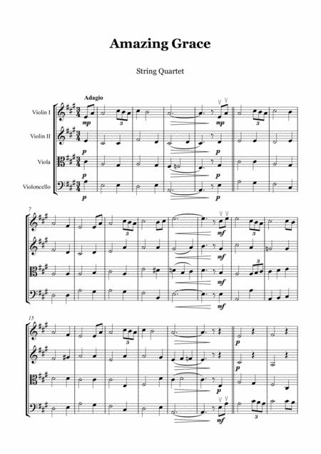 Amazing Grace String Quartet Score And Parts Sheet Music